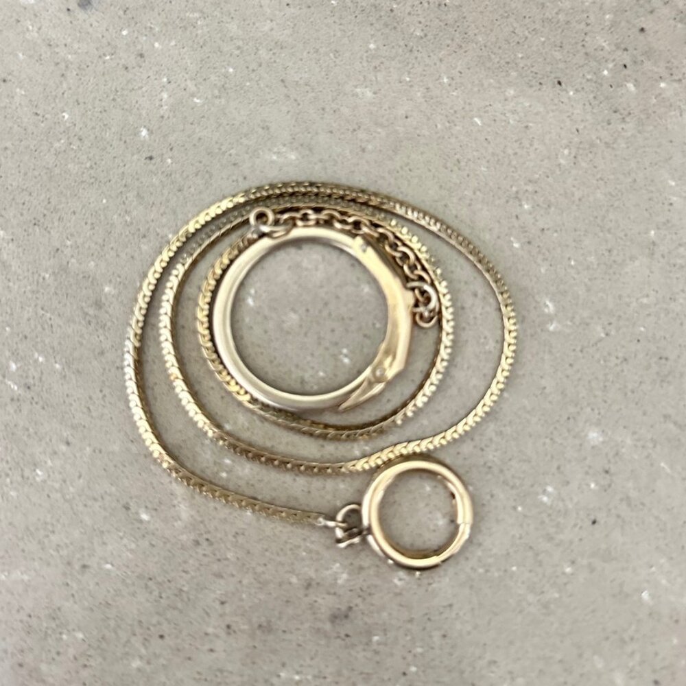 Gold Tone Vintage Pocket Watch Chain By Hadley 19in